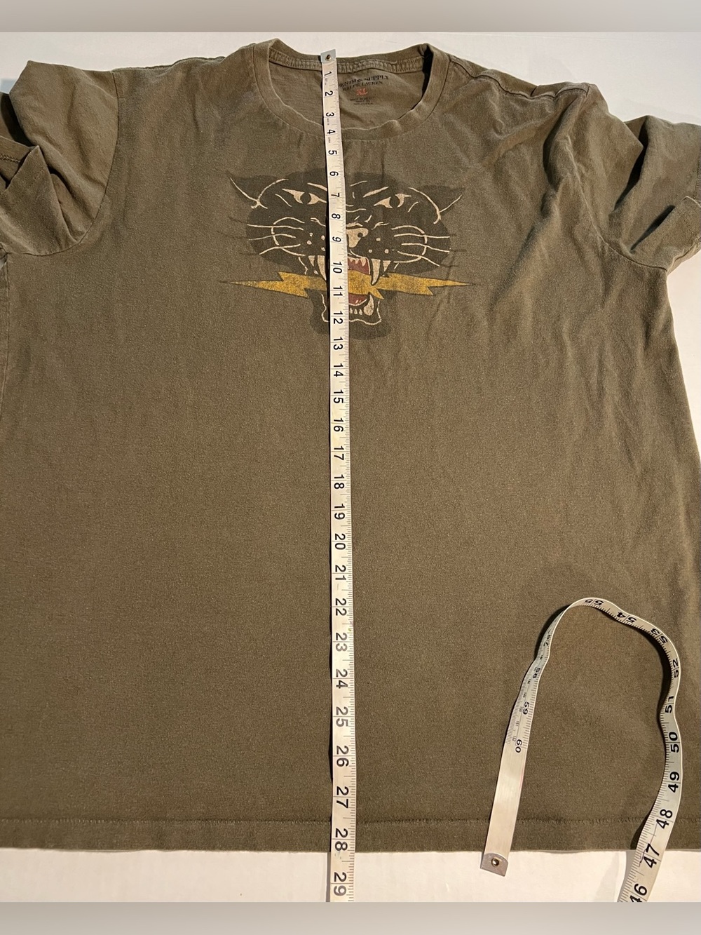 Denim And Supply Ralph Lauren Panther Lightning Bolt Tattoo Men’s XL Olive Green - Picture 2 of 7